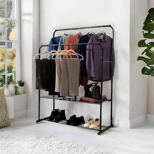 Double Clothes Rail in Black