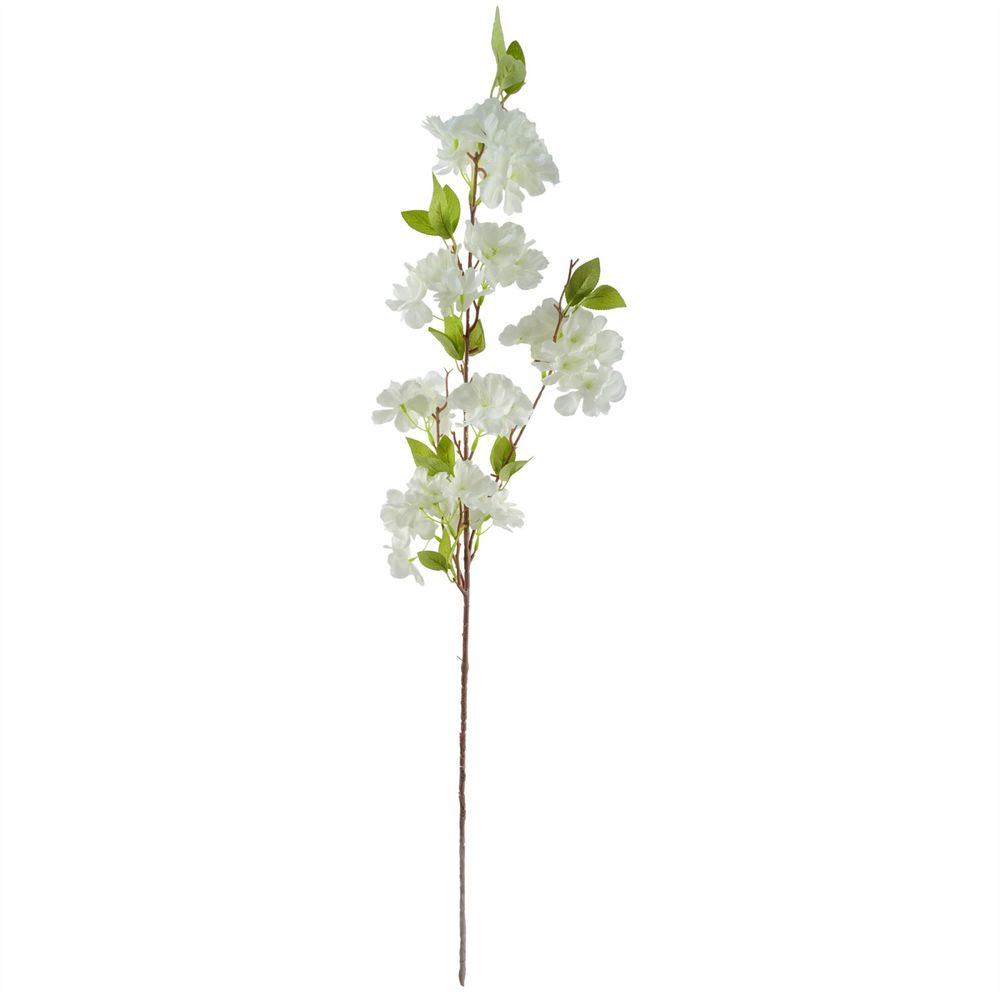 100cm Poppy and White Blossom Arrangement Glass Vase